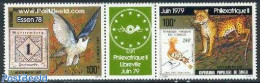 Congo Republic 1978 Essen 78 2v+tab [:T:], Mint NH, Nature - Animals (others & Mixed) - Birds - Cat Family - Stamps On.. - Briefmarken Auf Briefmarken