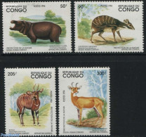 Congo Republic 1994 Endangered Animals 4v, Mint NH, Nature - Animals (others & Mixed) - Hippopotamus - Other & Unclassified