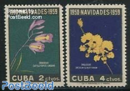 Cuba 1958 Christmas 2v, Mint NH, Nature - Religion - Flowers & Plants - Christmas - Nuovi