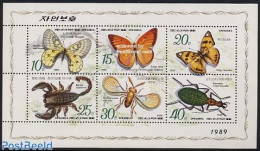 Korea, North 1989 Insects 6v M/s, Mint NH, Nature - Various - Butterflies - International Youth Year 1984 - Corée Du Nord