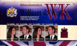 Gambia 2011 William & Kate Royal Engagement M/s, Mint NH, History - Kings & Queens (Royalty) - Royalties, Royals
