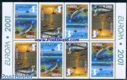 Azerbaijan 2001 EUROPA M/s, Mint NH, History - Nature - Science - Europa (cept) - Fish - Sea Mammals - Mining - Poissons