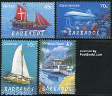 Barbados 1998 Ships 4v, Mint NH, Nature - Sport - Transport - Fish - Diving - Ships And Boats - Poissons