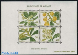Monaco 1985 Four Seasons S/s, Mint NH, Nature - Flowers & Plants - Fruit - Trees & Forests - Nuevos