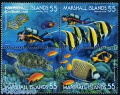 Marshall Islands 1995 Marine Life 4v [+], Mint NH, Nature - Sport - Fish - Turtles - Diving - Poissons