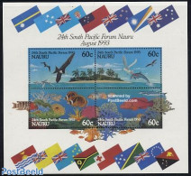 Nauru 1993 South Pacific Forum S/s, Mint NH, Nature - Animals (others & Mixed) - Birds - Fish - Sea Mammals - Fishes