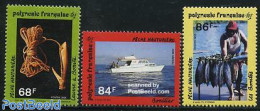 French Polynesia 1993 Sea Fishing 3v, Mint NH, Nature - Transport - Fish - Fishing - Ships And Boats - Neufs