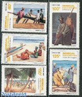 Senegal 1986 Fishing 5v, Mint NH, Nature - Transport - Fish - Fishing - Ships And Boats - Vissen