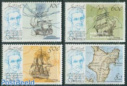 Dominica 1979 James Cook 4v, Mint NH, History - Transport - Various - Explorers - Ships And Boats - Maps - Erforscher