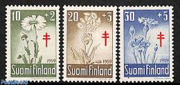 Finland 1959 Anti Tuberculosis, Flowers 3v, Mint NH, Health - Nature - Anti Tuberculosis - Flowers & Plants - Nuovi