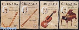 Grenada 1985 J.S. Bach 4v, Mint NH, Performance Art - Music - Música