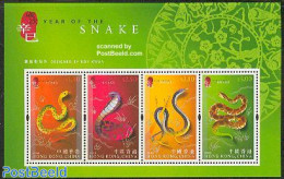 Hong Kong 2001 Year Of The Snake S/s, Mint NH, Nature - Various - Reptiles - Snakes - New Year - Nuevos