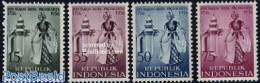 Indonesia 1956 Jokjakarta City Rights 4v, Mint NH, Performance Art - Dance & Ballet - Dance