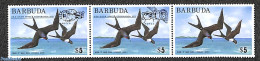 Barbuda 1975 Overprints, Strip Of 3 With 1 Stamp Without Overprint, Mint NH, Transport - Barbuda (...-1981)
