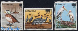 Botswana 1987 Definitives, Overprints 3v, Mint NH, Nature - Birds - Botswana (1966-...)