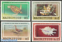Mauritius 1991 Flora & Fauna 4v, Mint NH, Nature - Animals (others & Mixed) - Birds - Shells & Crustaceans - Turtles - Mundo Aquatico
