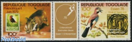 Togo 1978 Philexafrique/Essen 2v+tab [:T;], Mint NH, Nature - Animals (others & Mixed) - Birds - Stamps On Stamps - Briefmarken Auf Briefmarken