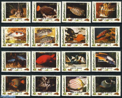 Umm Al-Quwain 1972 Tropical Fish 16v, Mint NH, Nature - Fish - Shells & Crustaceans - Vissen