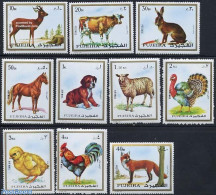 Fujeira 1972 Animals 10v, Mint NH, Nature - Animals (others & Mixed) - Birds - Cattle - Deer - Dogs - Horses - Poultry.. - Fujeira