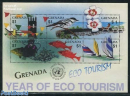Grenada 2002 Eco Tourism 6v M/s, Mint NH, Nature - Sport - Transport - Various - Birds - Fish - Diving - Ships And Boa.. - Poissons