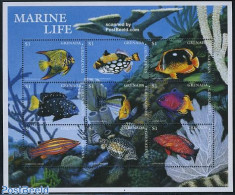 Grenada Grenadines 1997 Marine Life 9v M/s, Mint NH, Nature - Fish - Poissons