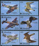 Gibraltar 2000 Figters And Birds Of Prey 3x2v [:], Mint NH, History - Nature - Transport - World War II - Birds - Bird.. - WO2