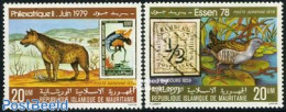 Mauritania 1978 Stamp Expositions 2v, Mint NH, Nature - Animals (others & Mixed) - Birds - Stamps On Stamps - Stamps On Stamps