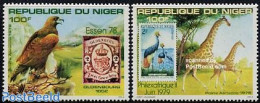 Niger 1978 Essen 78 2v, Mint NH, Nature - Animals (others & Mixed) - Birds - Birds Of Prey - Giraffe - Philately - Sta.. - Timbres Sur Timbres