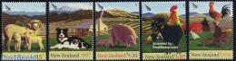 New Zealand 2005 Farmyard Animals 5v, Mint NH, Nature - Animals (others & Mixed) - Birds - Cattle - Dogs - Poultry - Nuevos