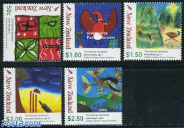 New Zealand 2007 Christmas 5v, Mint NH, Nature - Religion - Birds - Christmas - Art - Children Drawings - Unused Stamps