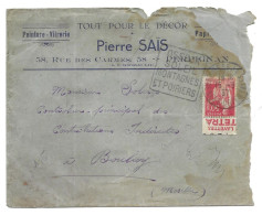 Type Paix 50 Centimes Avec Pub Layettes Tetra Sur Enveloppe D'entreprise Cachetée Daguin, Osseja, 1937 - 1932-39 Peace