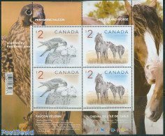 Canada 2005 Falcon & Horse S/s, Mint NH, Nature - Birds - Birds Of Prey - Horses - Neufs