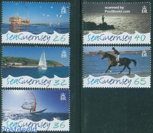 Guernsey 2005 Sea Guernsey 5v, Mint NH, Nature - Transport - Birds - Fishing - Horses - Ships And Boats - Peces