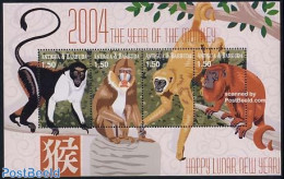 Antigua & Barbuda 2004 Year Of The Monkey 4v M/s, Mint NH, Nature - Various - Monkeys - New Year - Anno Nuovo