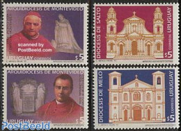 Uruguay 1997 Diocese 4v, Mint NH, Religion - Churches, Temples, Mosques, Synagogues - Religion - Eglises Et Cathédrales