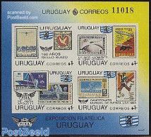 Uruguay 1993 FISA S/s Imperforated (no Postal Value), Mint NH, Transport - Stamps On Stamps - Space Exploration - Zepp.. - Postzegels Op Postzegels