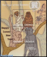 Grenada 2004 Year Of The Monkey 4v M/s, Mint NH, Nature - Various - Monkeys - New Year - Neujahr