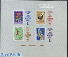 Hungary 1965 Stamp Day S/s Imperforated, Mint NH, Nature - Sport - Transport - Animals (others & Mixed) - Deer - Gymna.. - Nuevos