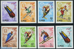 Ajman 1967 Olympic Winter Games 8v Imperforated, Mint NH, Sport - (Bob) Sleigh Sports - Ice Hockey - Olympic Winter Ga.. - Hiver
