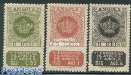 Angola 1950 Philatelic Exposition 3v, Mint NH, Stamps On Stamps - Briefmarken Auf Briefmarken