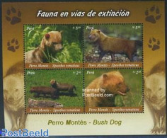 Peru 2007 Bush Dog 4v M/s, Mint NH, Nature - Animals (others & Mixed) - Other & Unclassified