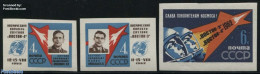 Russia, Soviet Union 1962 Vostok 3 And 4 3v Imperforated, Mint NH, Transport - Space Exploration - Unused Stamps