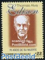 Uruguay 2001 Thomas Edison 1v, Mint NH, Science - Inventors - Uruguay