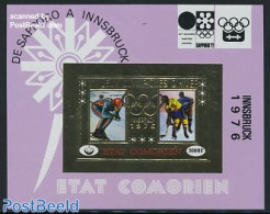 Comoros 1976 Winter Olympic Games S/s Imperforated, Mint NH, Sport - Ice Hockey - Olympic Winter Games - Skiing - Hockey (Ice)