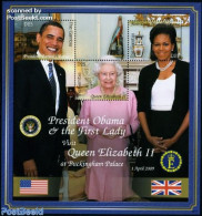 Gambia 2009 Obama Meets Elizabeth 3v M/s, Mint NH, History - American Presidents - Kings & Queens (Royalty) - Politici.. - Royalties, Royals