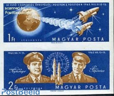 Hungary 1962 Vostok 3 & 4, 2v Imperforated, Mint NH, Transport - Space Exploration - Unused Stamps
