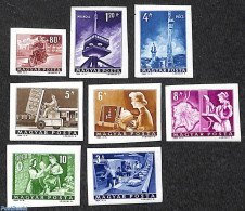 Hungary 1964 Definitives, Post 8v Imperforated, Mint NH, Transport - Post - Motorcycles - Railways - Ongebruikt