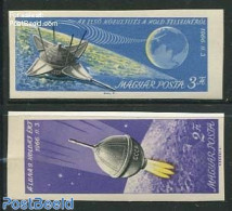 Hungary 1966 Luna 9 2v Imperforated, Mint NH, Transport - Space Exploration - Ungebraucht