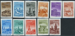 Hungary 1966 Airmail, Cities 11v, Imperforated, Mint NH, History - Transport - Various - Europa Hang-on Issues - Aircr.. - Nuovi
