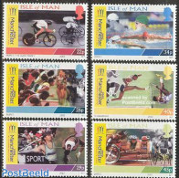 Isle Of Man 2002 Commonwealth Games 6v, Mint NH, Sport - Athletics - Cycling - Sport (other And Mixed) - Swimming - Athlétisme